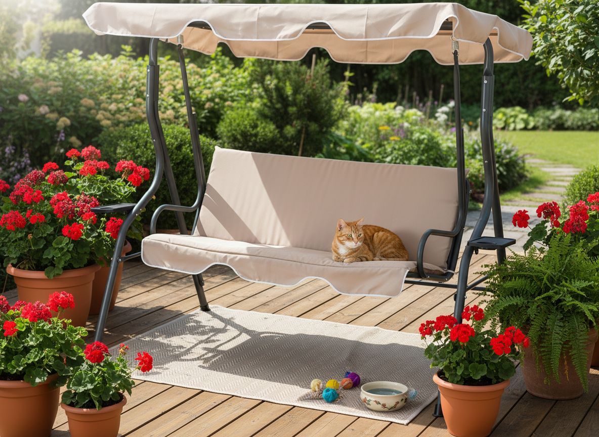 GardenLine Zahradní houpačka s držáky na nápoje KRES 0735 béžová 9